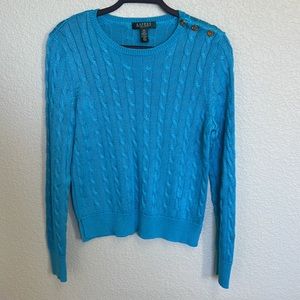 Ralph Lauren Women’s Teal Blue knit Sweater Size PM